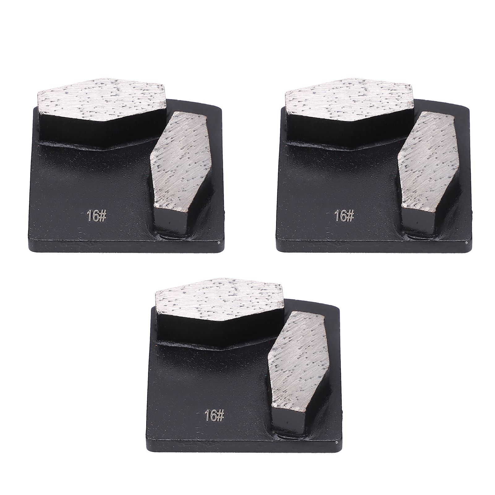 CarMeng La 3Pcs Diamond Grinding Shoes Dovetail Concrete Aggreesive Cutting Rhombus Teeth Black 16#