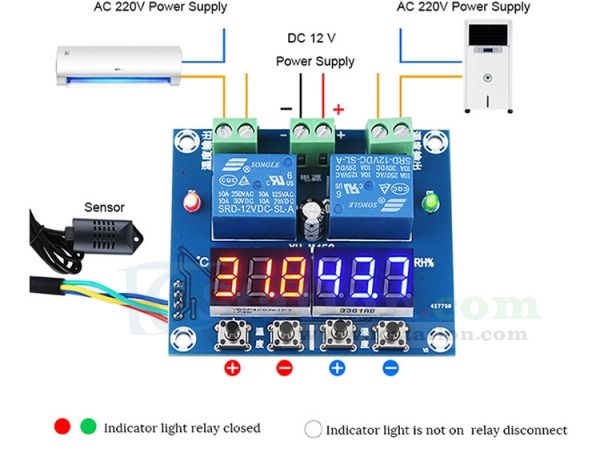 XH‑M452 DC 12V Dual Output Automatic Constant Temperature Humidity Control Module Board