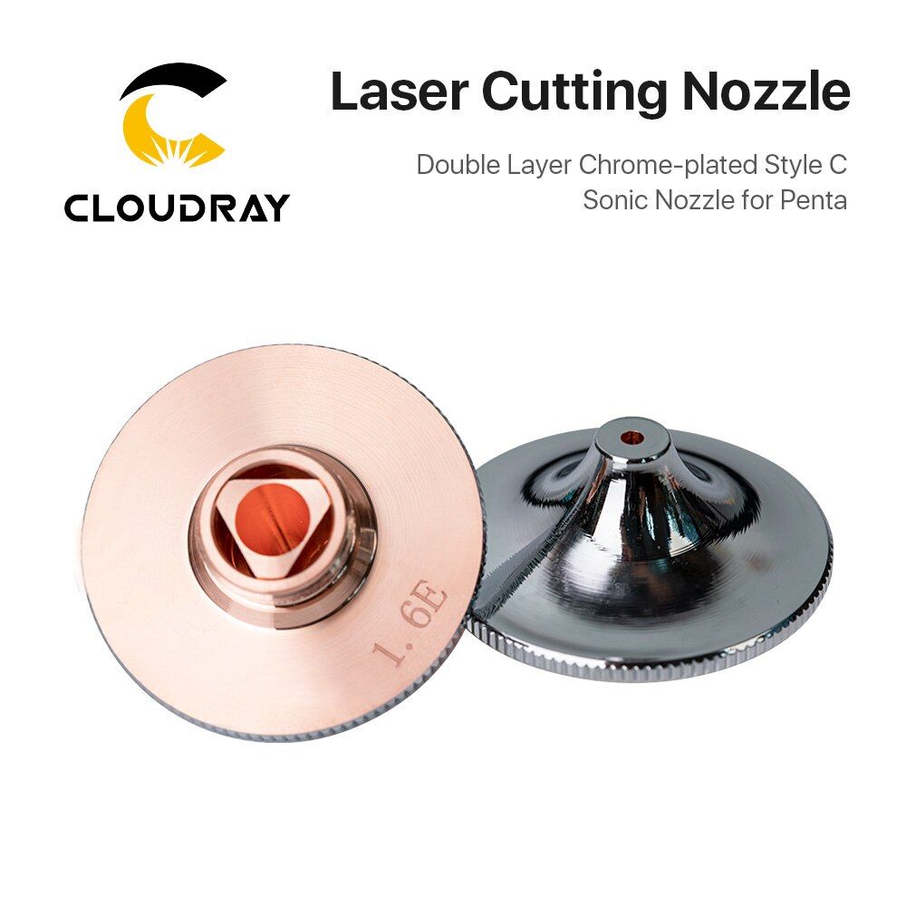 Cloudray Laser Nozzles Double Layer Chrome-plated Penta Sonic Nozzle D28 M11 Caliber 1.2-1.6mm for Fiber Laser Cutting Head