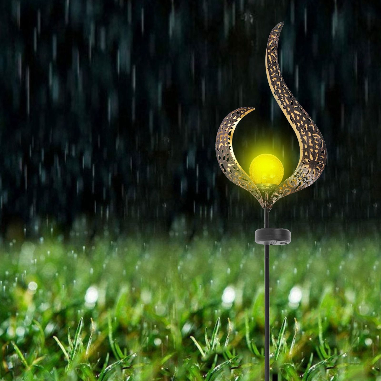 Garden Decor 2Pcs Solar Light Outdoor Decorative Lamp for Yard Lawn Patio Pathway Lighting Warm White