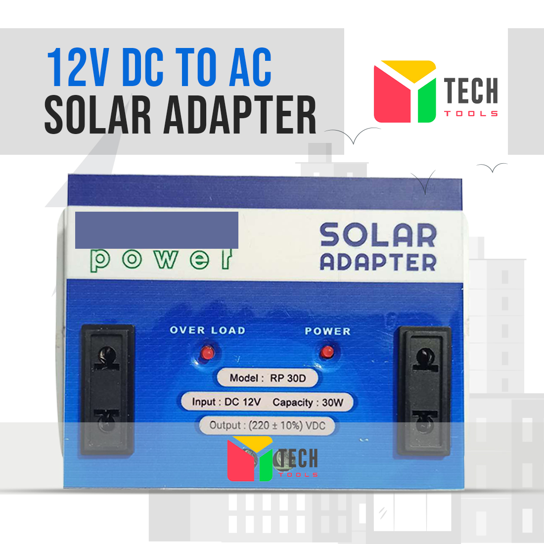 Solar Adapter 12V Dc To Ac (2 Socket) - Multi Plug - Multi Plug