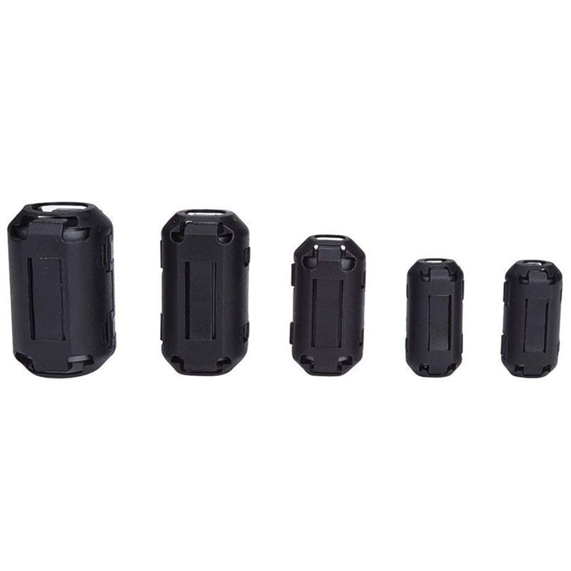 20 Pieces Clip-on Ferrite Ring Core RFI EMI Noise Suppressor Cable Clip for 3mm/ 5mm/ 7mm/ 9mm/ 13mm Diameter Cable, Black