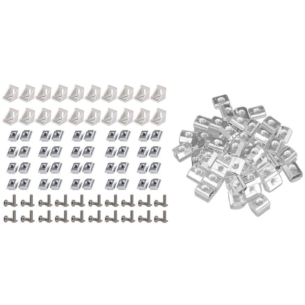 Delicate product 50Pcs M5 T Sliding Nut Zin-Plated Carbon Steel T Sliding Nut & 1set 2020 Series Aluminum Profile Connector Set