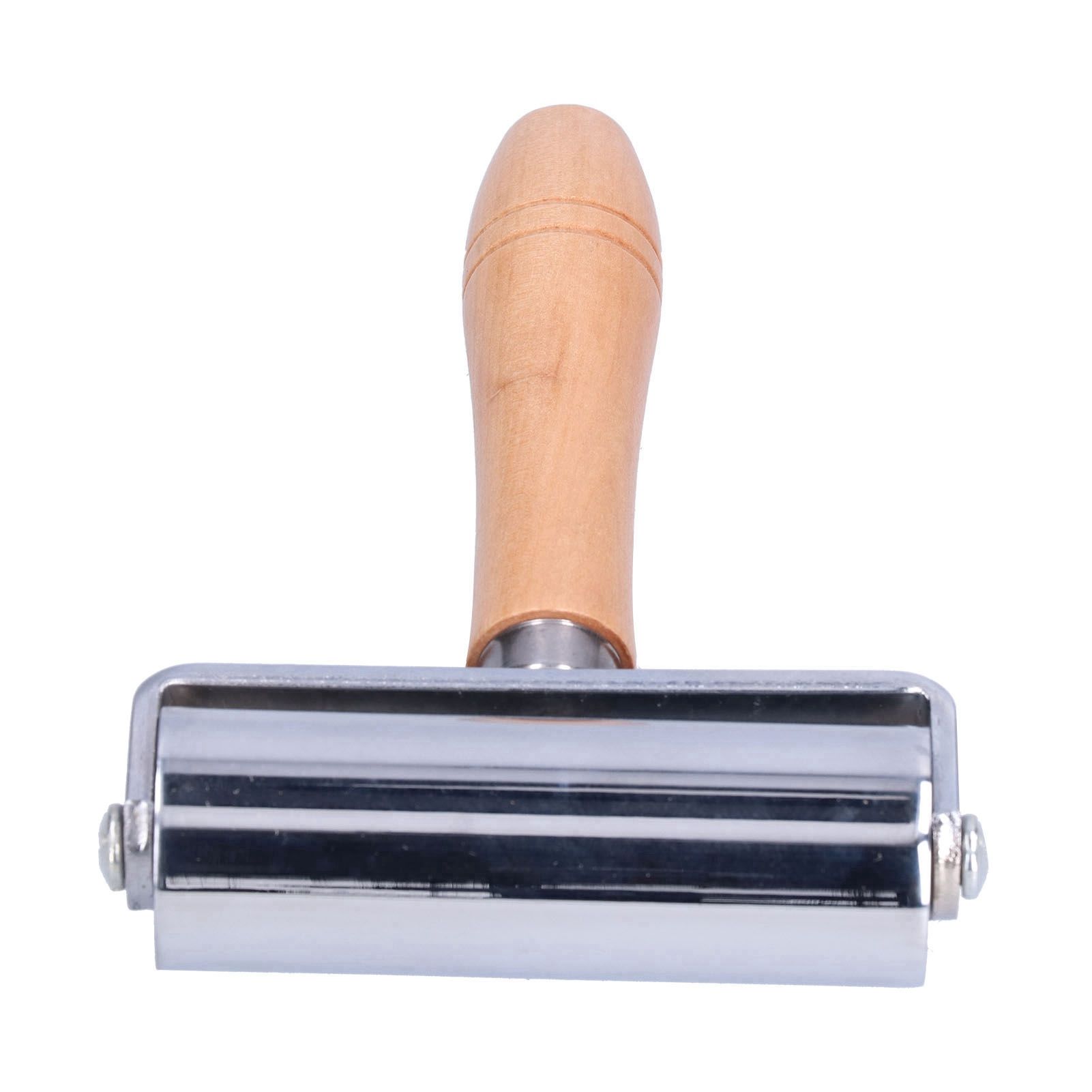 Leather Craft Roller Good Wear Resistance Quenching Heat Treatment High-Carbon Steel Non-Slip Wooden Handle Platen Tool