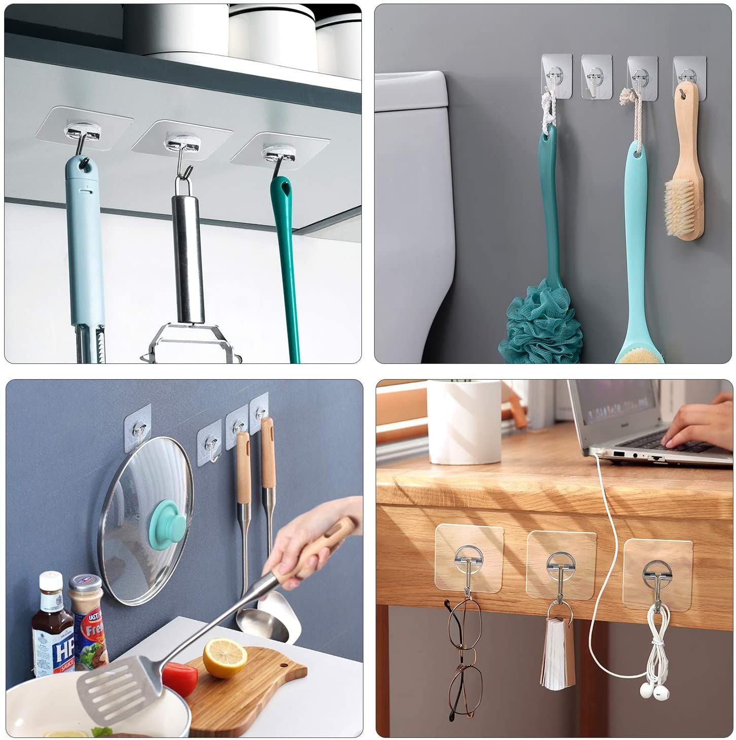 6 pes High quality strong adhesive super sticky decorative self adhesive wall hook mounted pvc and metal hooks hanger for wall 1/5/10/20/30/50 pes