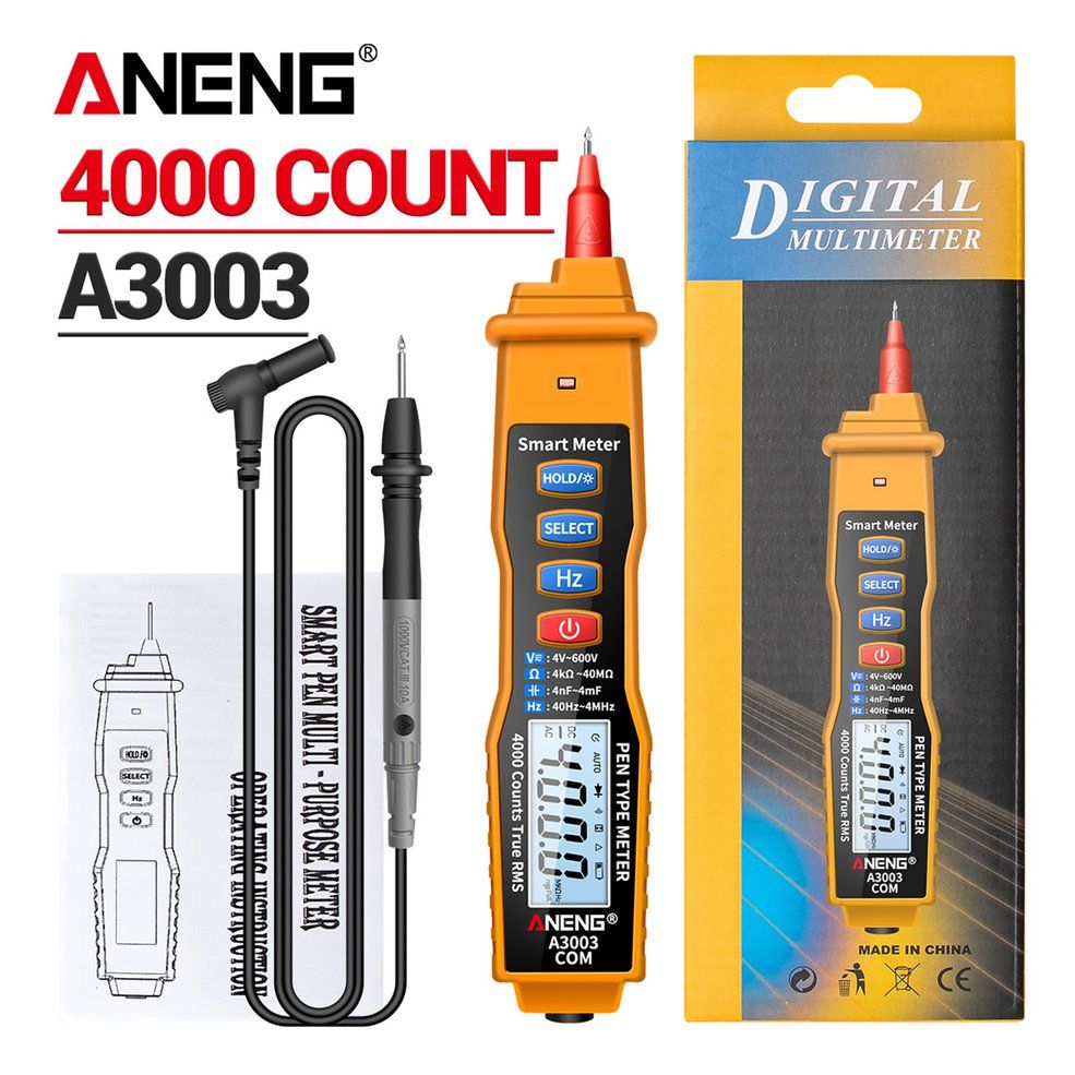 Aneng A3003 Digital Pen Multimeter Professional 4000 Counts Smart Meter-yellow