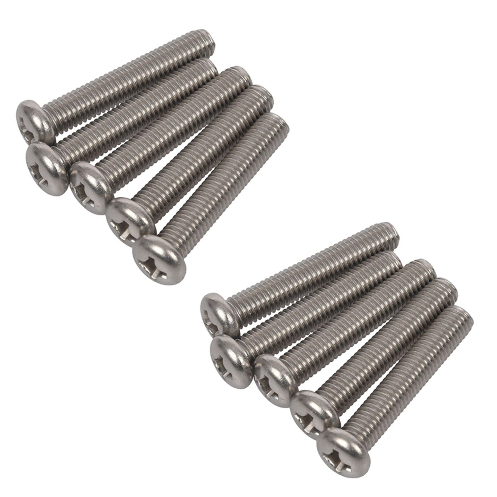 M8 x 45mm 304 Stainless Steel Phillips Machine Screw Bolt 10Pcs