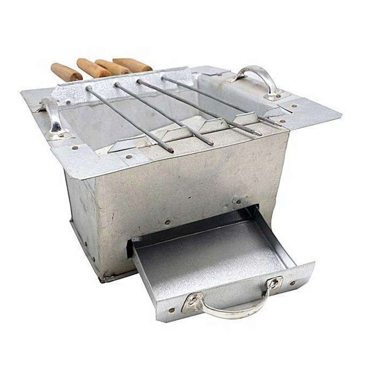 BBQ Stand with 5 Stick - Silver