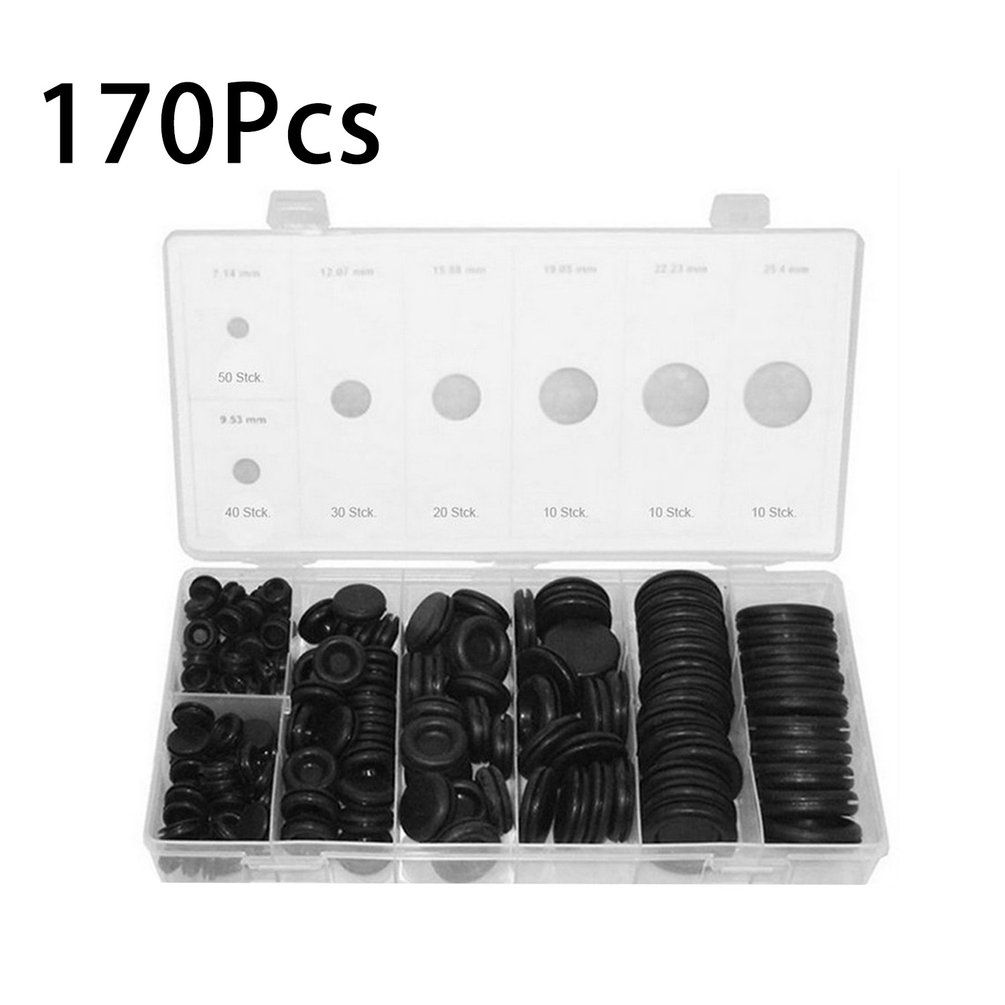 MA 170Pcs Car Rubber Grommet Firewall Hole Plug Set Electrical Wire Gasket Kit
