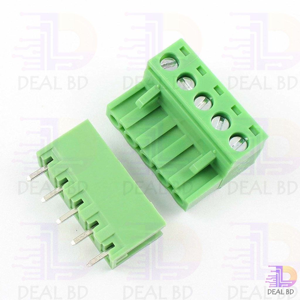 Screw Terminal Block 5 Pin 5.08mm Pitch Male Female Plug-in L Type Right Angle Connector Screw Terminal PCB Audio Video Accessories