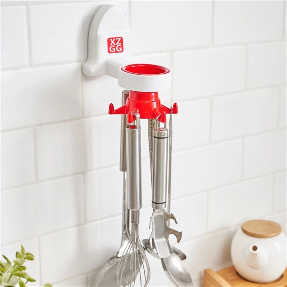 Creative 360-Degree Multi-Function Rotatable Hook Non-Marking Storage Rack Without Perforation Kitchen Hook Easy to Use