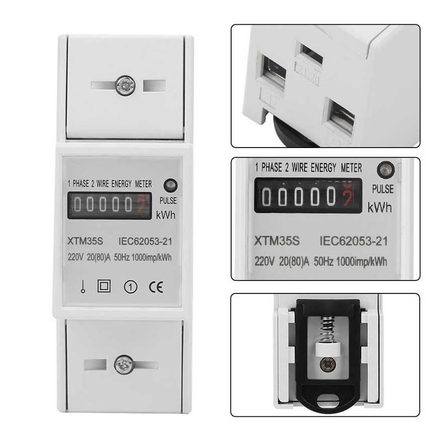 220V 20(80)A 1-phase DIN-Rail Energy Meter Electronic KWh 2 Wire 2P new