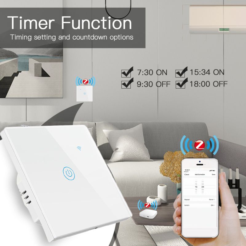 1/2/3/4 gang Zigbee Smart Touch Switch Home Wall Button for Alexa and Google Home Assistant