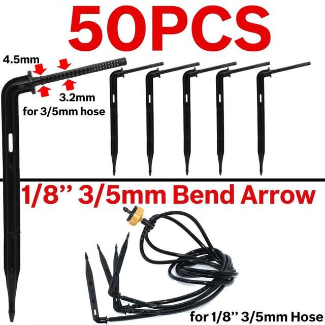 50PCS 3/5mm Hose Barbed Quick Connector Coupling Drip Irrigation w/ 2-Way 4-Way Hose Splitter Joint Garden Watering System