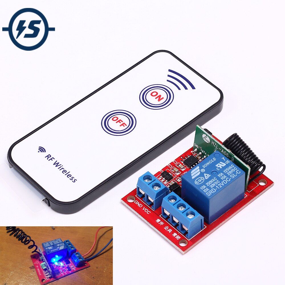 Z5R Wireless Receiver Relay Module + 2 Key RF 433MHz 12V 40mA Channel Self-Lock Wireless Remote Control Switch 15-30m