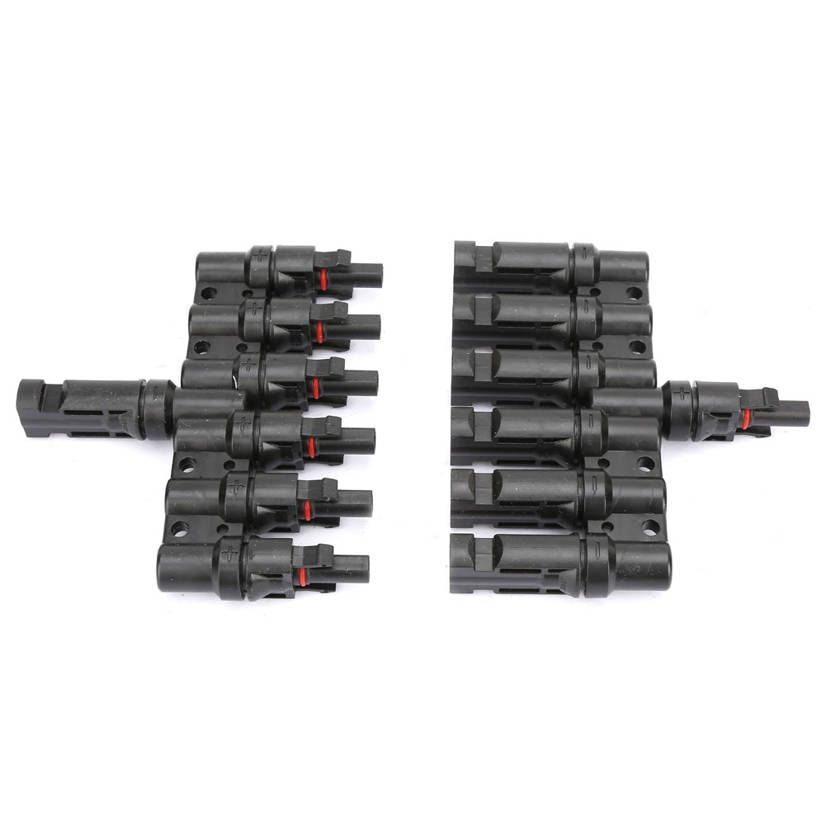 1 pair 6t seven-way solar panel connector six in one male female adapter ip67