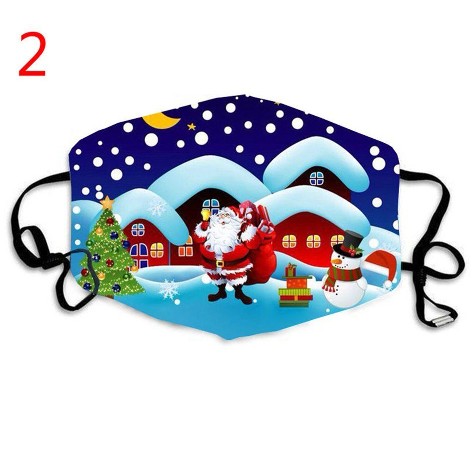 Christmas Print Reusable Washable Print Masks Non-woven Anti-fog