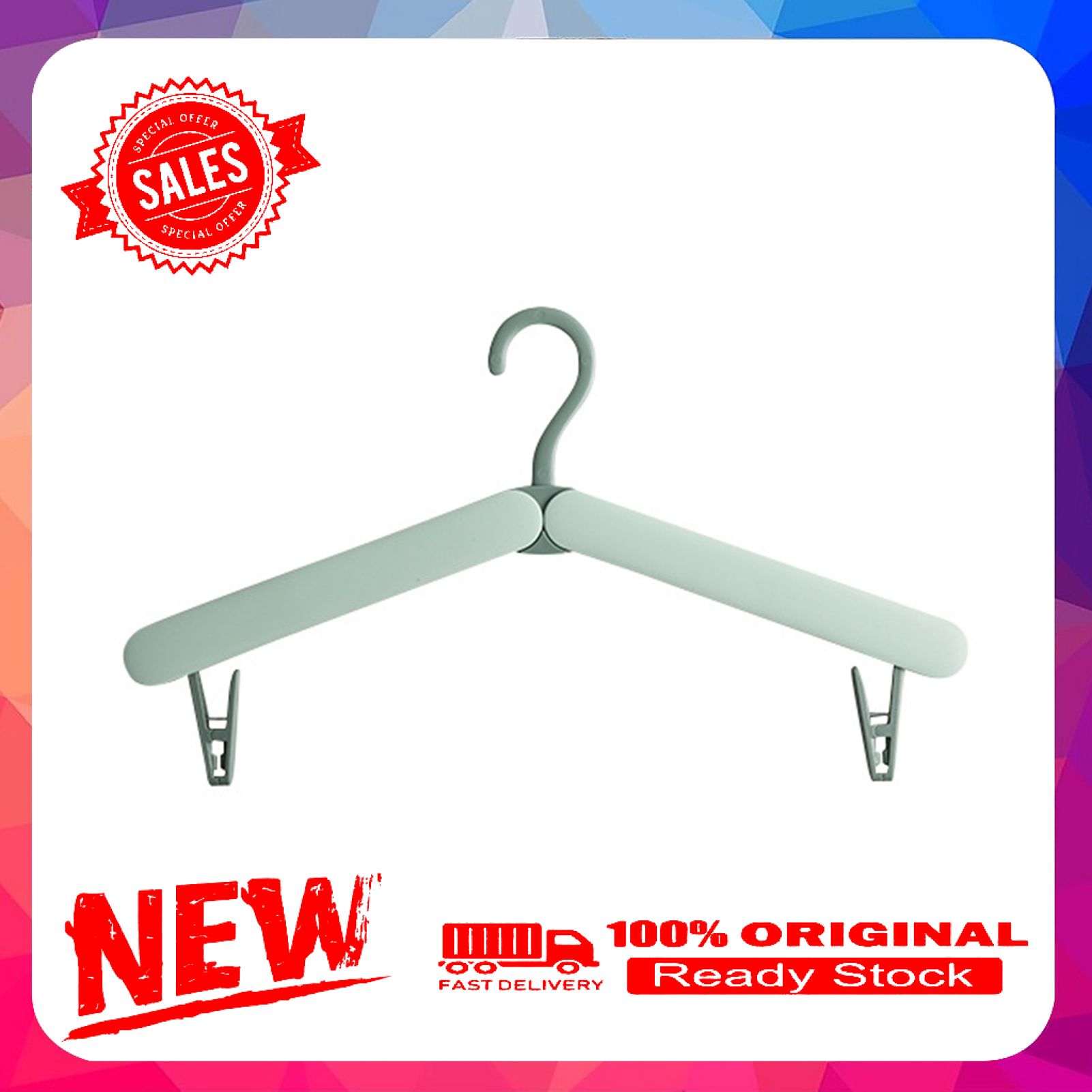 Clothes Hanger Portable Lightweight Foldable Travel Folding Hanger Hook with Clip for Household