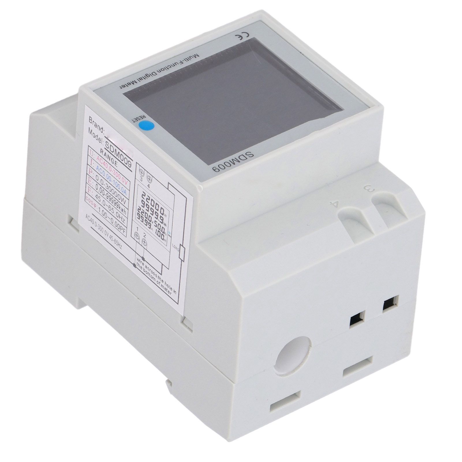 Limeng La LCD Multimeter Rail Mount Digital Meter Voltage Current Power Tester with Transformer AC40‑300V