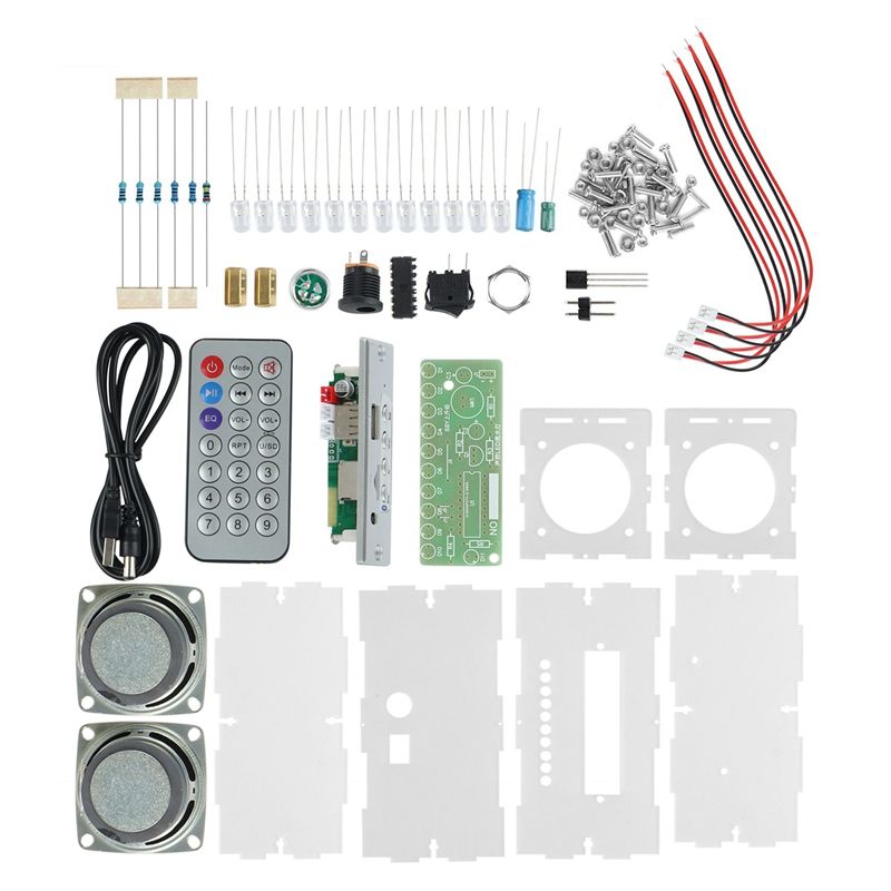 Bluetooth Speaker DIY Kit USB Mini Home Stereo Sound Amplifier DIY Kits with LED Flashing Light Soldering Project