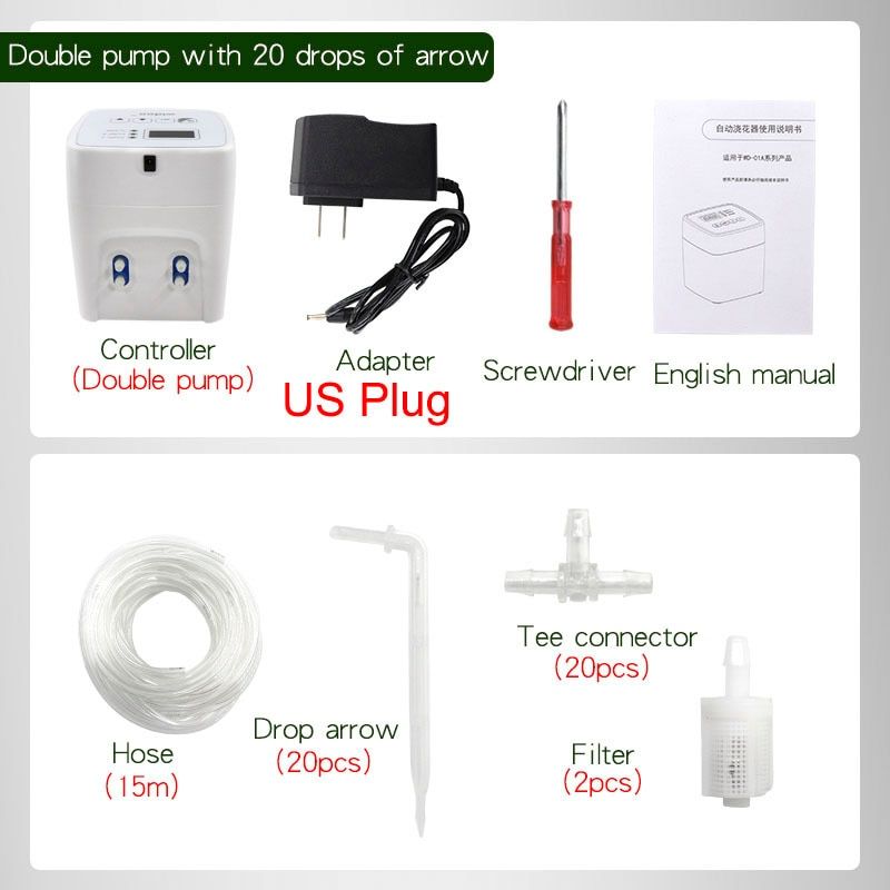 Intelligent Drip Irrigation System Set Single Double Pump Automatic Watering Device Timer Garden Self-Watering Kit For Flowers