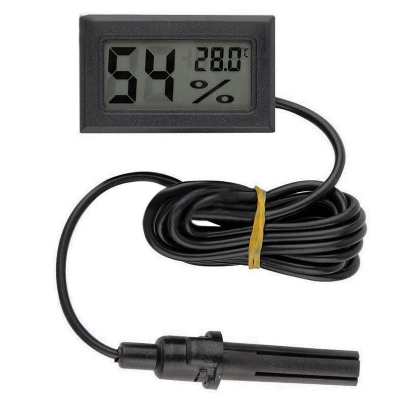 Mini LCD Digital Thermometer Hygrometer Temperature Indoor Convenient Temperature Sensor Humidity Meter Gauge Instruments Cable, Black