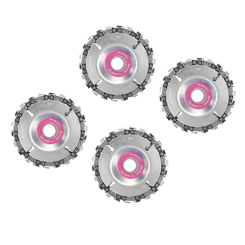 4 Pcs Wood Carving Disc Grinder Chain Disc 4 Inch Saw Blade Cutting Tools for 4 Inch/4-1/2 Inch Angle Grinder 22 Teeth