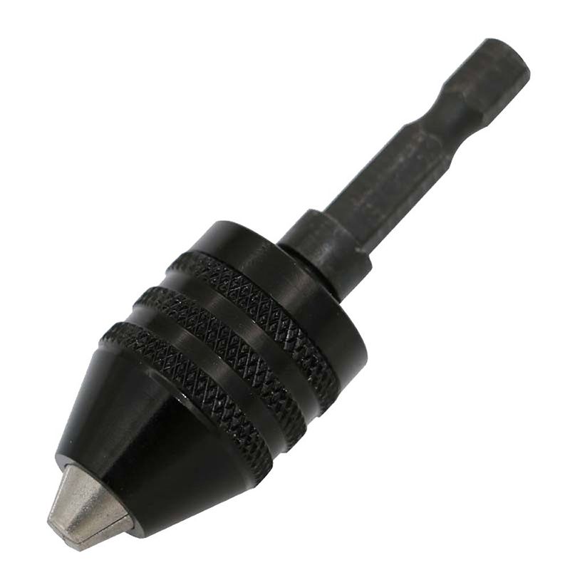 1/4 Inch Hex Shank Keyless Drill Chuck Quick Change Adapter Converter 0.3-6.5MM (Black) -  black