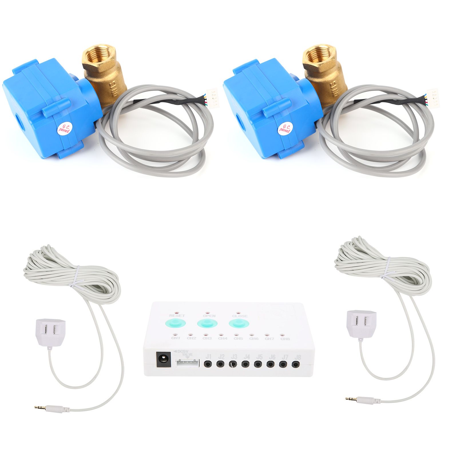 Water Leaking Sensor set Double Valve Audible Alarm Home Smart Overflow Detector