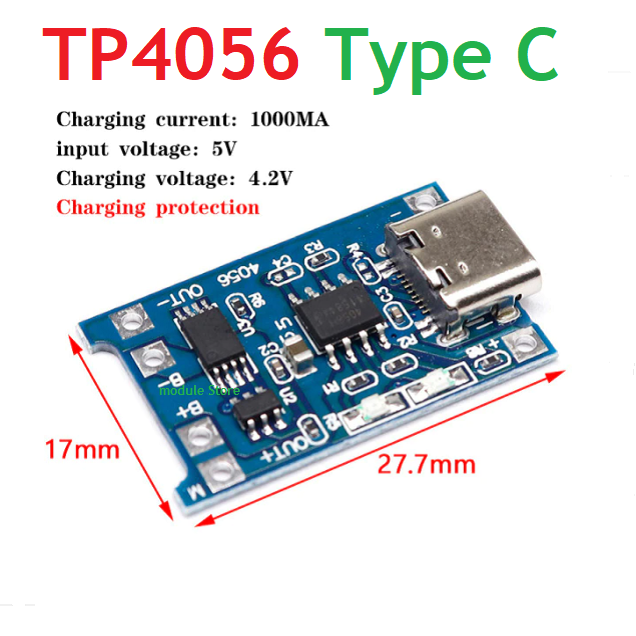TP4056 ETA9640 Lithium Battery Charger Board with Battery Protection Type C and Micro USB Charging Port 5V 1A using mini UPS Circuit for wpg Onu Router