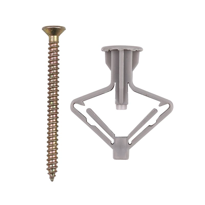 100Pcs Poly Toggle Plasterboard Anchor Plastic Expansion Tube Pipe Wall Anchors Plugs Expansion with Screw Kit