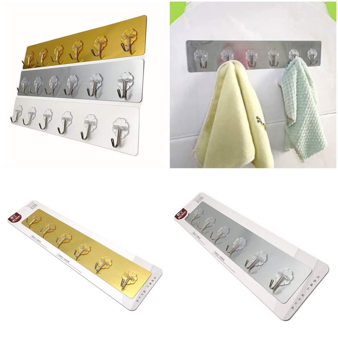 Wall Hooks Adhesive Wall Hanging Hooks Stick On Hooks Ceiling Hanger Damage Free Hanging, Waterproof Oil Proof for Home (6 Pack set)