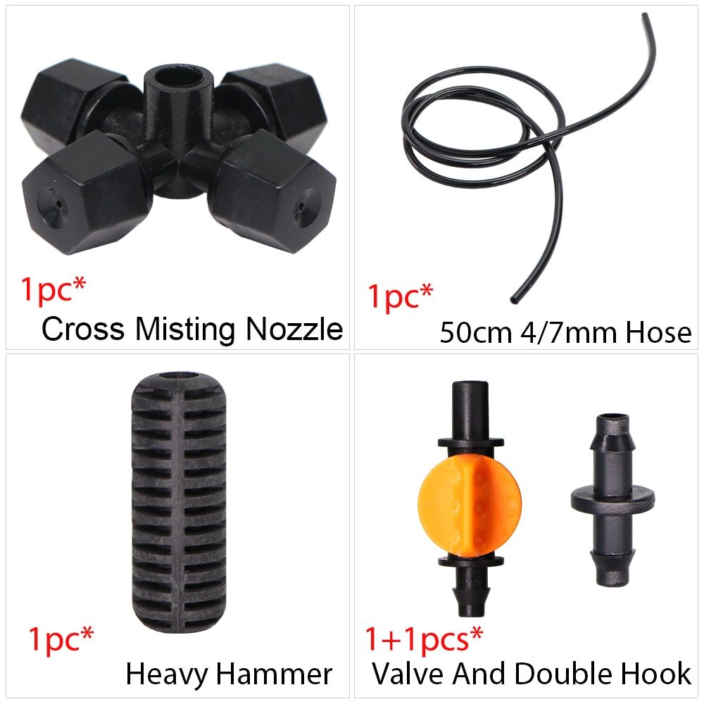 Hanging Cross Spray Misting Nozzle Refraction Rotating Sprinkler Sprayer Kit Greenhouse Drip Irrigation Cooling Watering System