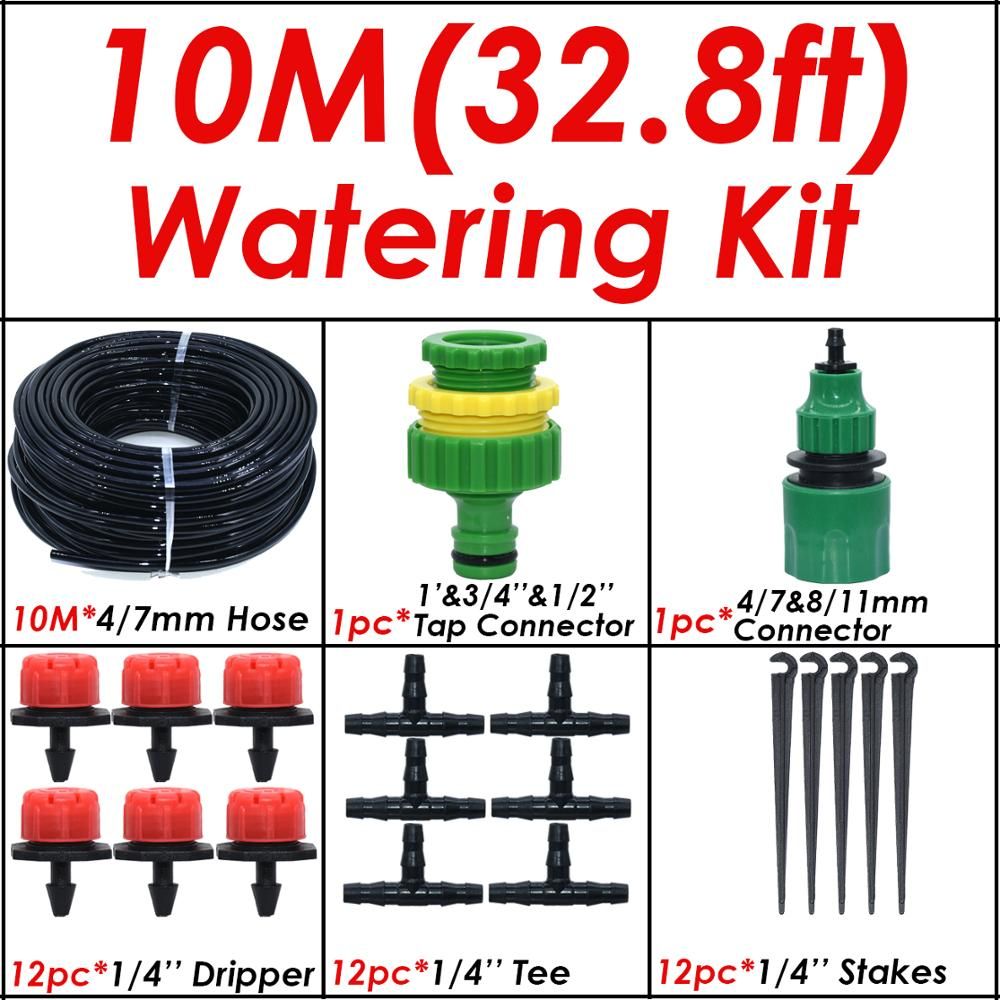 25M Garden Micro Drip Irrigation Kits Misting Watering System Automatic Adjustable Dripper Atomizer for 4/7mm 1/4" Hose