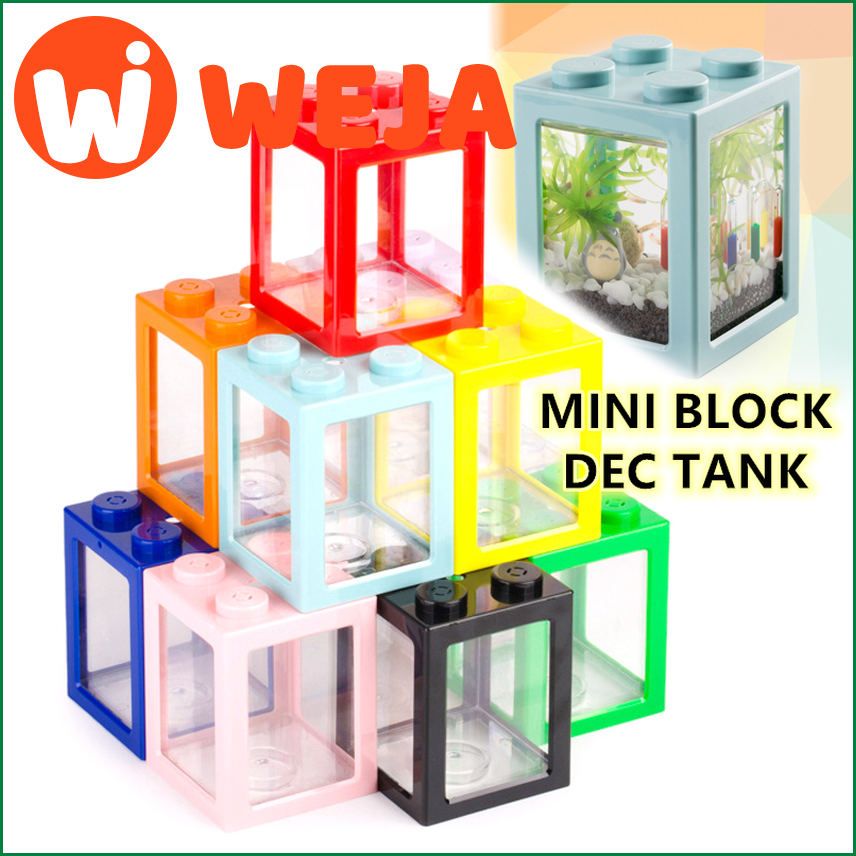 7 Colors Fish Tank Accessories Mini Aquarium Fish Tank Home Office Tea Table Decoration Small Building Block Fish Tank Aquario