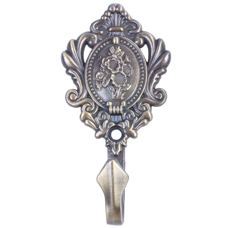 Rose Pattern Alloy Drapery Tieback Hooks 2Pcs (Bronze)