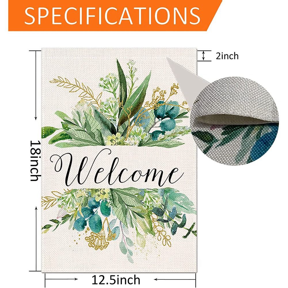 Spring Decor Garden Flag 12X18 Inches, Floral Leaves Welcome Flag Vertical Double Sided, Outdoor Spring Decoration