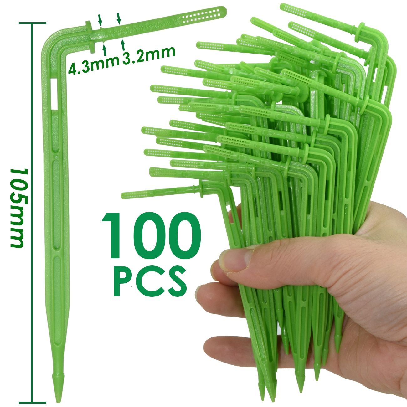 50-1000PCS 1/8" Green Drippers 3/5mm Bending Arrow Emitters Garden Potted Irrigation Watering Micro Drip System Fittings