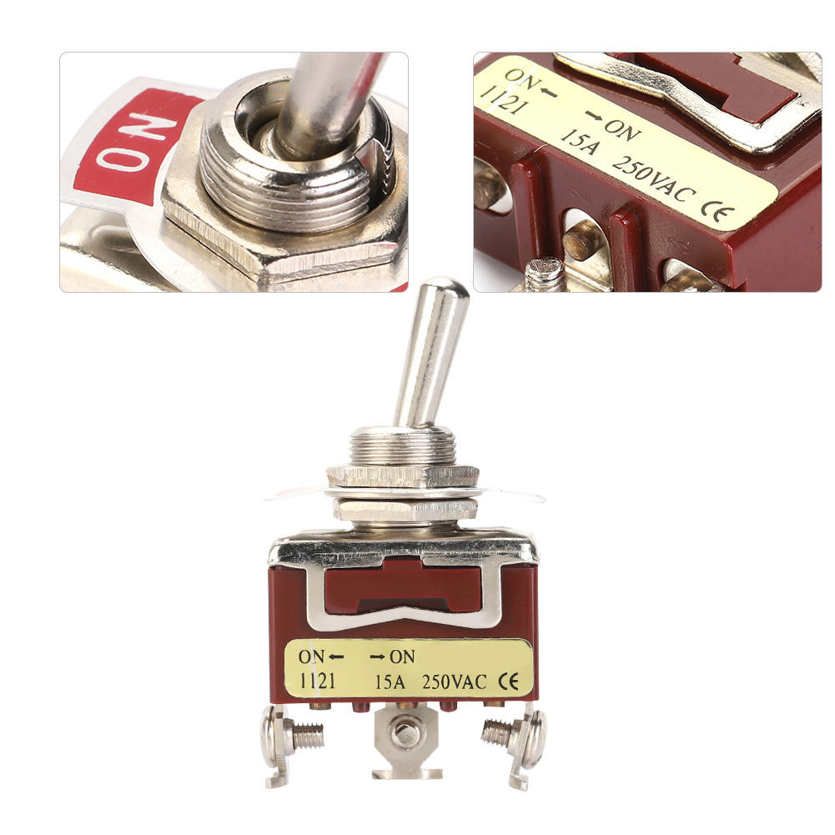 12mm ON-ON Toggle Switch 5Pcs 2 Position SPDT 3 Screw Terminal 15A 250V