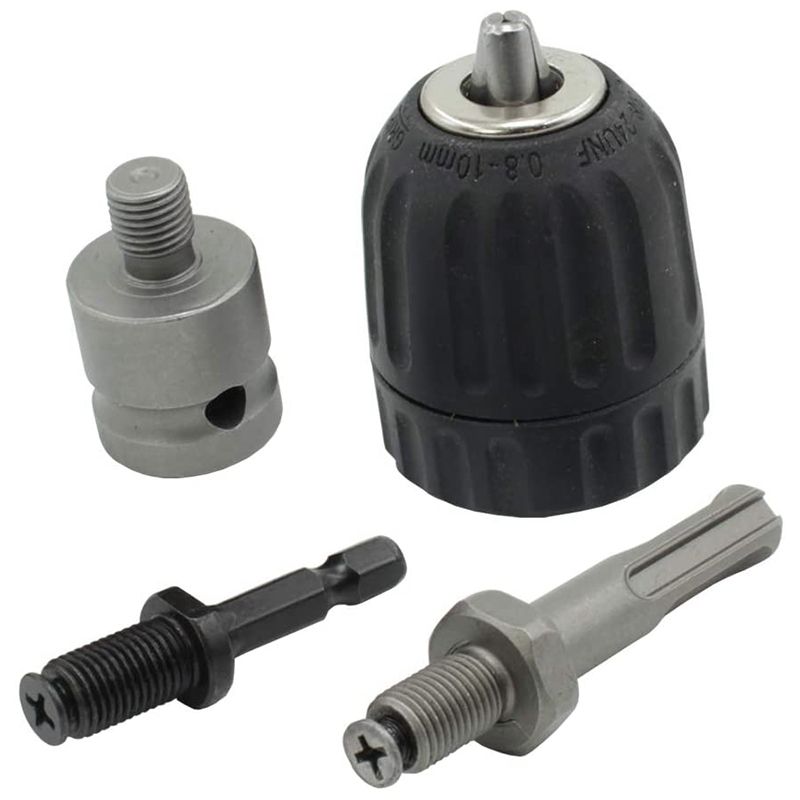 0.8-10mm Precise Keyless Drill Chuck Converter 3/8Inch- 24UNF Thread Quick Change Adapter with SDS-Plus Hex Shank Socket