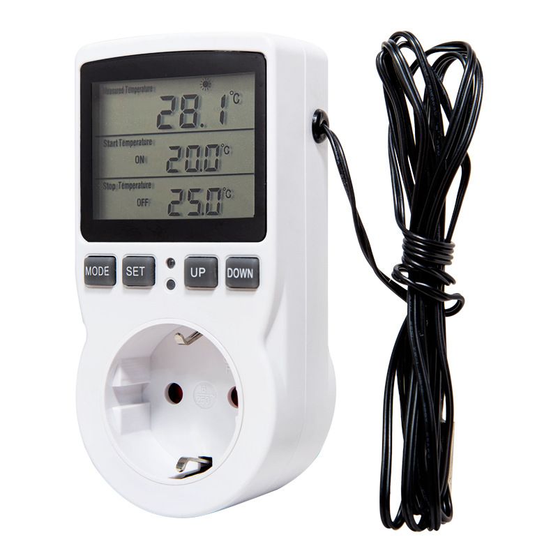 Multifunctional LCD Display Thermostat Controller Digital Socket Temperature Detector with Timing Function
