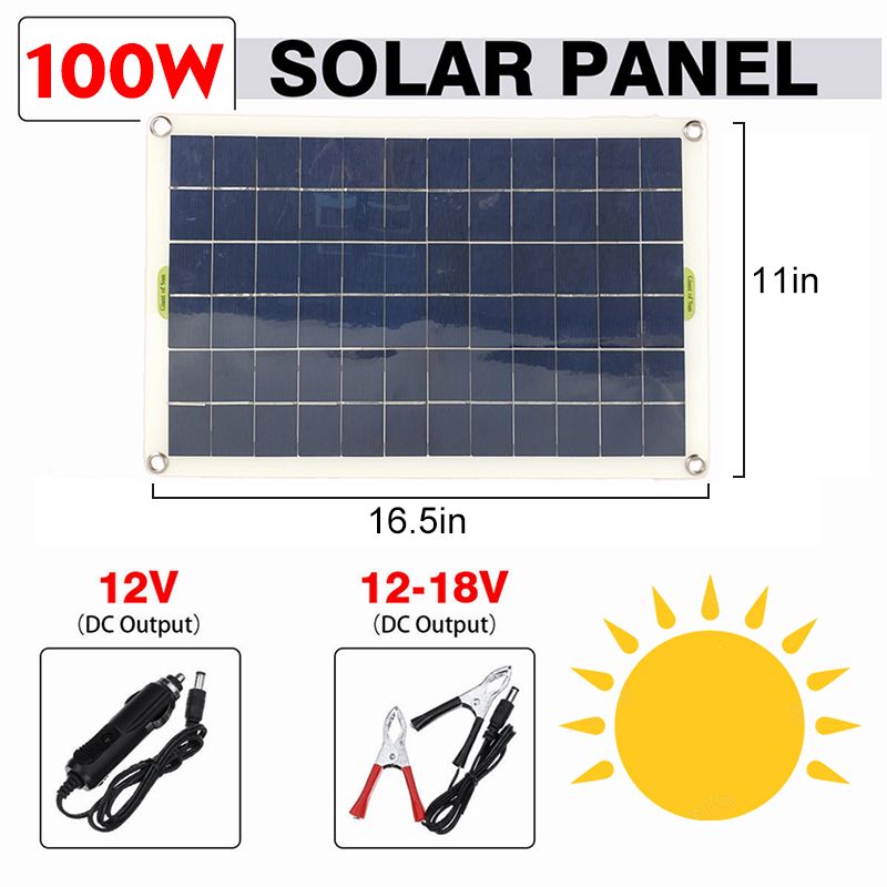 100W 12V Panel Solar + 10-80A LCD Controller kit or Caravan Van Boat RV Car /Camping/Outdoor Activities Charger Alligator Clip