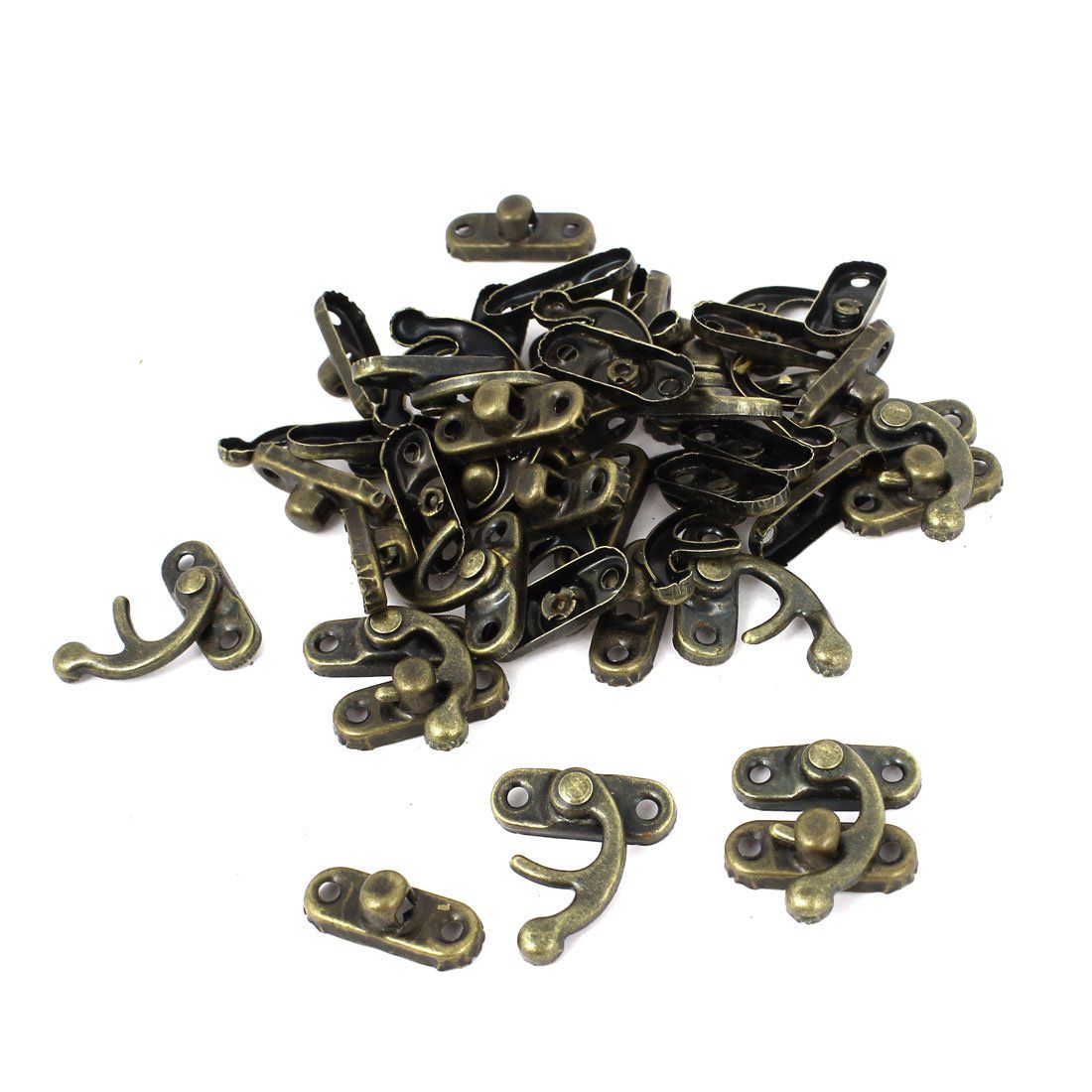 100PCS Vintage Metal Hardware Furniture Wooden Box Leather Bag Hardware Decorative Latch Clasps Lock Padlock Hasp with Screws