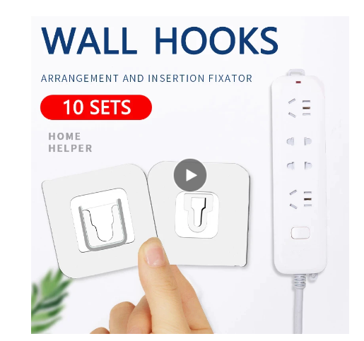 10 Sets Dubbele Kleefband Muur Haken Hanger Sterke Transparante Haken Voor Thuis Keuken En Badkamer Zuignap Muur houder