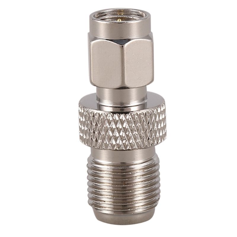 BRADOO-F Type Female to SMA Male Plug Coaxial Adapter Connector Silver Tone