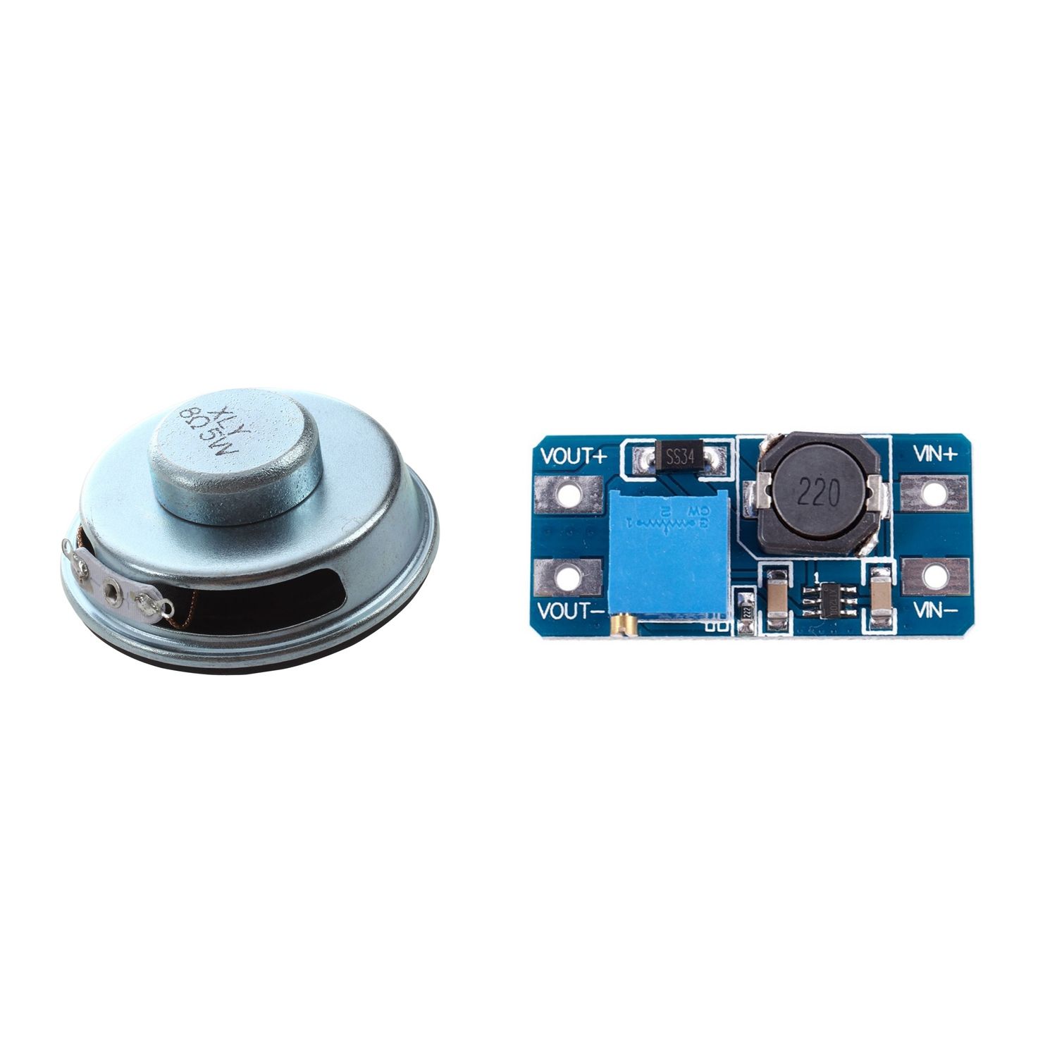 Magnetic Type Aluminum Shell Round Speaker 8 Ohm 5W with DC/DC Step Up Boost 2-24 V 5-28 V Connect Module
