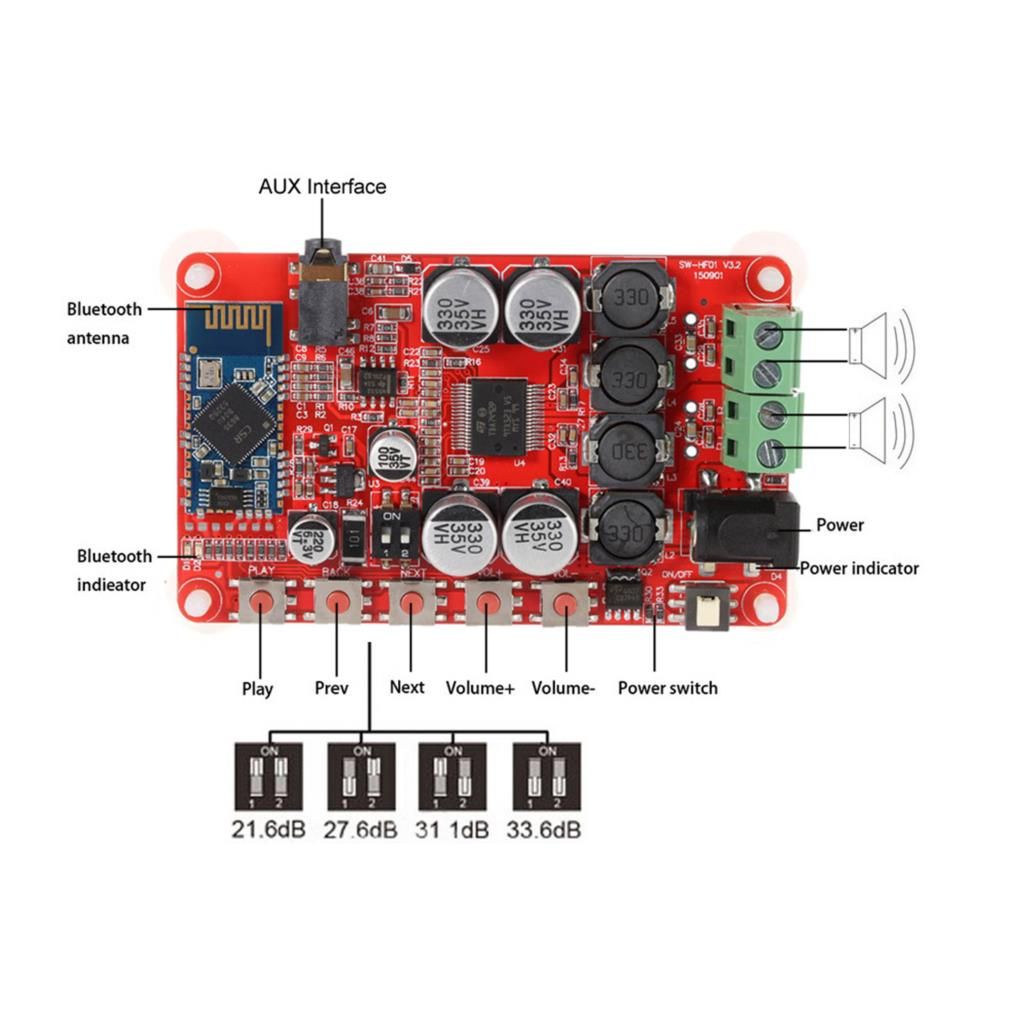 TDA7492P Bluetooth 4.0 Amplifier Board TDA7492 50W 50W Wireless Digital Audio Receiver Amplifier Module diy electronic Amplifier