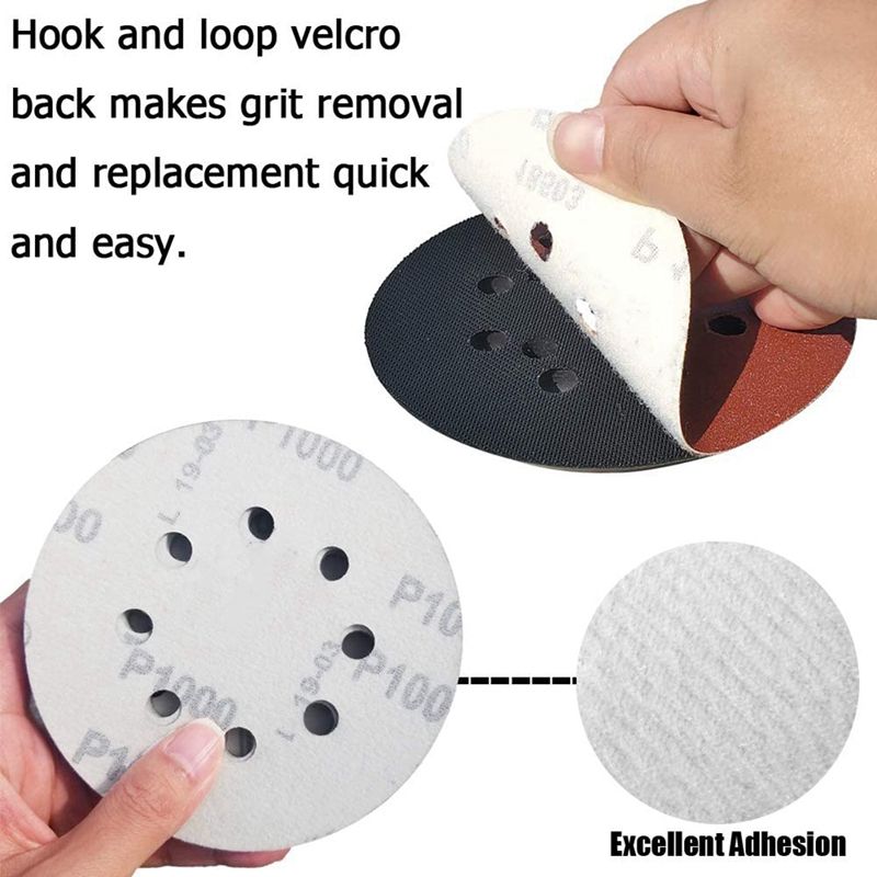 200 PCS 5 Inch 8 Holes Hook and Loop Sanding Disc Sandpaper, 40 Pcs Each of 600 800 1000 1500 2000 Grits Sand Paper