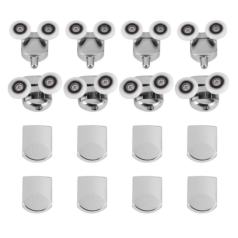 8Pcs/Set Shower Door Rollers Runner 23mm Zinc Alloy Double-Wheels Replacement Sliding Shower Door Roller Bearing Wheel