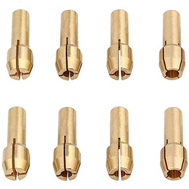 Brass Chuck Set 8 Pieces of Brass Chuck Is Suitable for Dremel Rotary Tools, Including 4 Sizes (1/1.6/2.3/3.2mm)